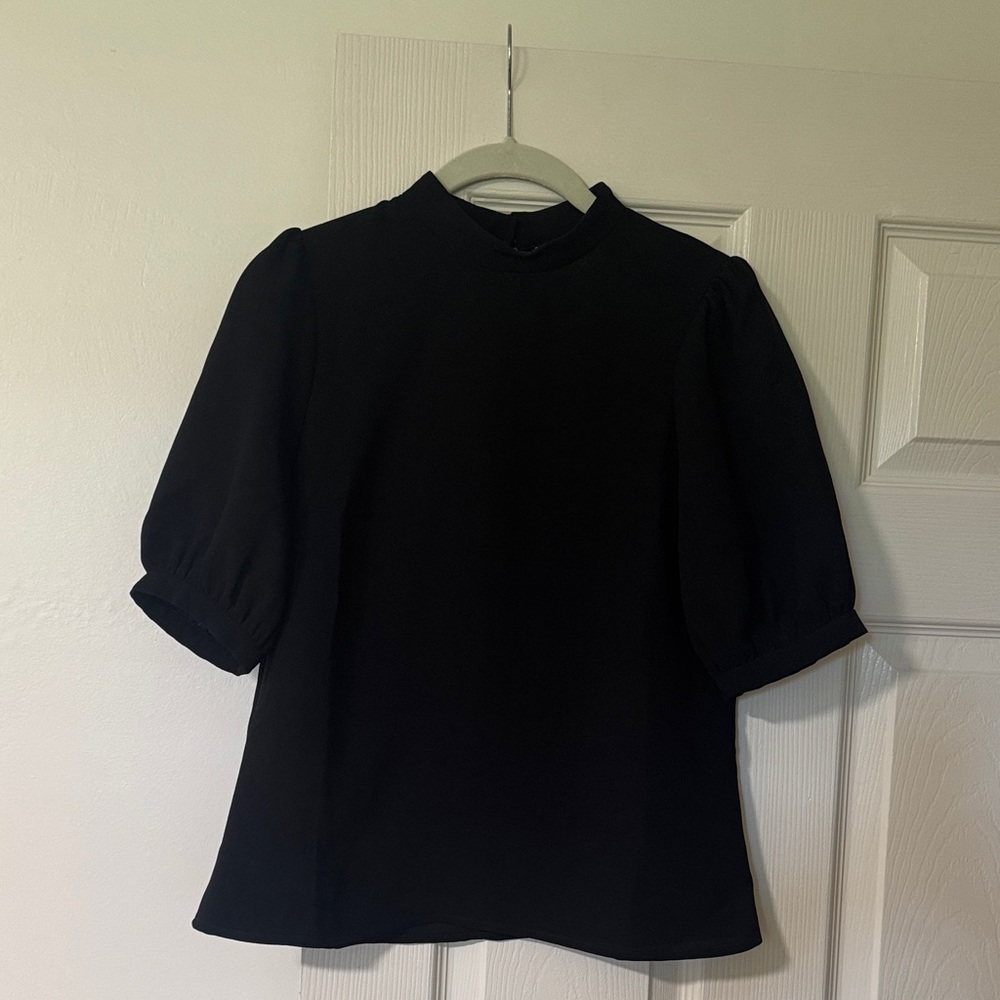 Anthropologie Black Puff Sleeve Blouse